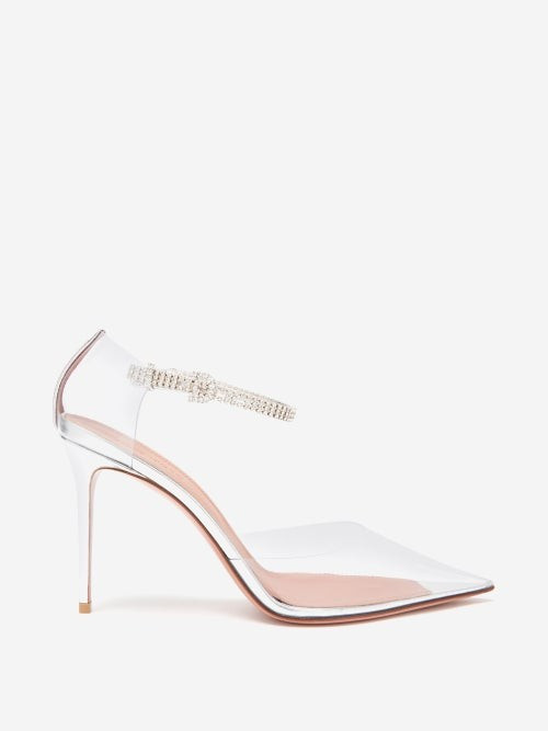 Amina Muaddi - Ursina Crystal-embellished Pvc Pumps - Womens - Clear | Matches (US)