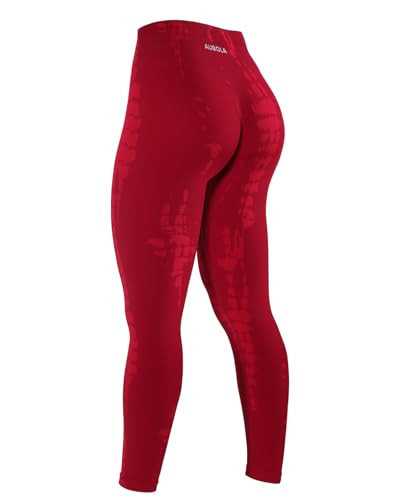 AUROLA Serpent Snake Seamless Scrunch Workout Leggings for Women,Girls Squat Proof Ribbed Thick Active Gym Pants,Christmas Red,M | Amazon (US)