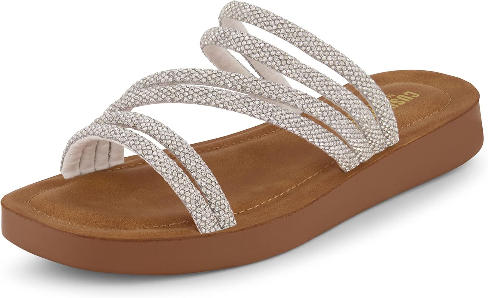 CUSHIONAIRE Women's Athena rhinestone sandal +Memory Foam Insoles | Amazon (US)