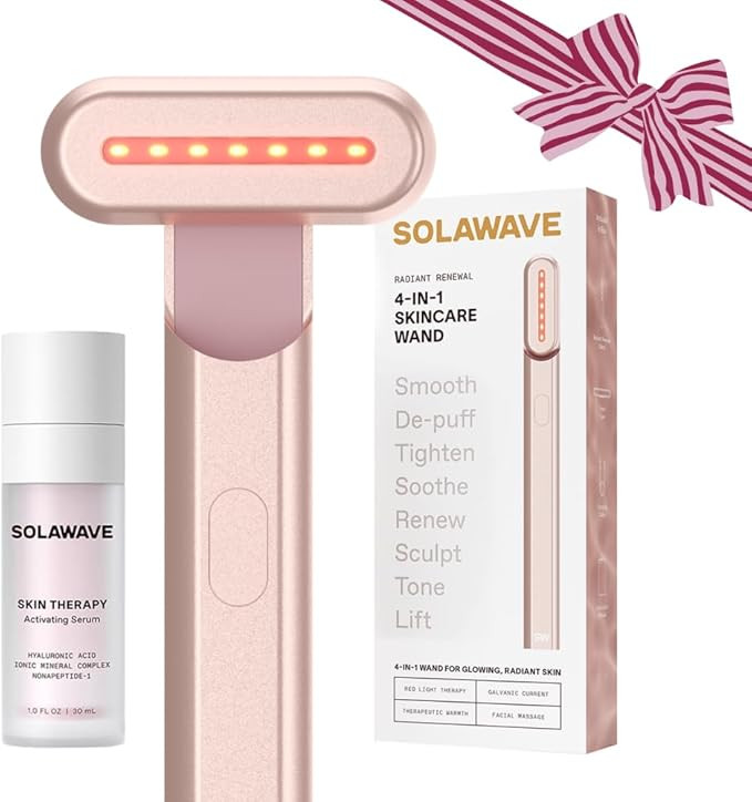 Solawave 4-in-1 Red Light Therapy Wand + Activating Serum | LED Skincare Device for Face & Neck |... | Amazon (US)