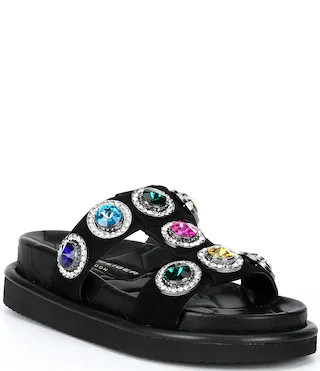 Kurt Geiger London Orson Leather Oversized Rainbow Studded Jewel Slide Sandals | Dillard's | Dillard's