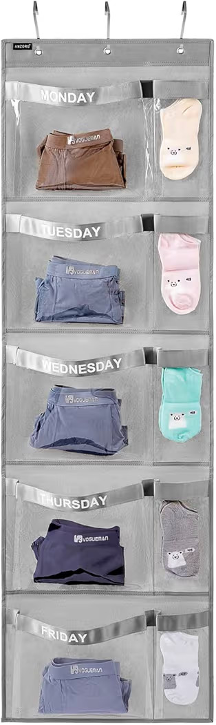Weekly Kids Clothes Organizer Day of Week School Clothing Storage Monday to Friday Hanging Closet... | Amazon (US)