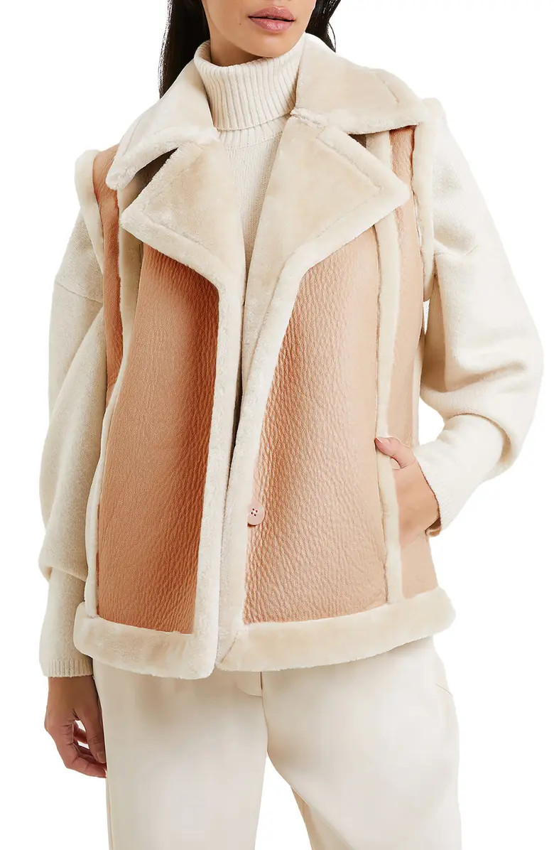 Belen Faux Fur Trim Faux Leather Vest | Nordstrom