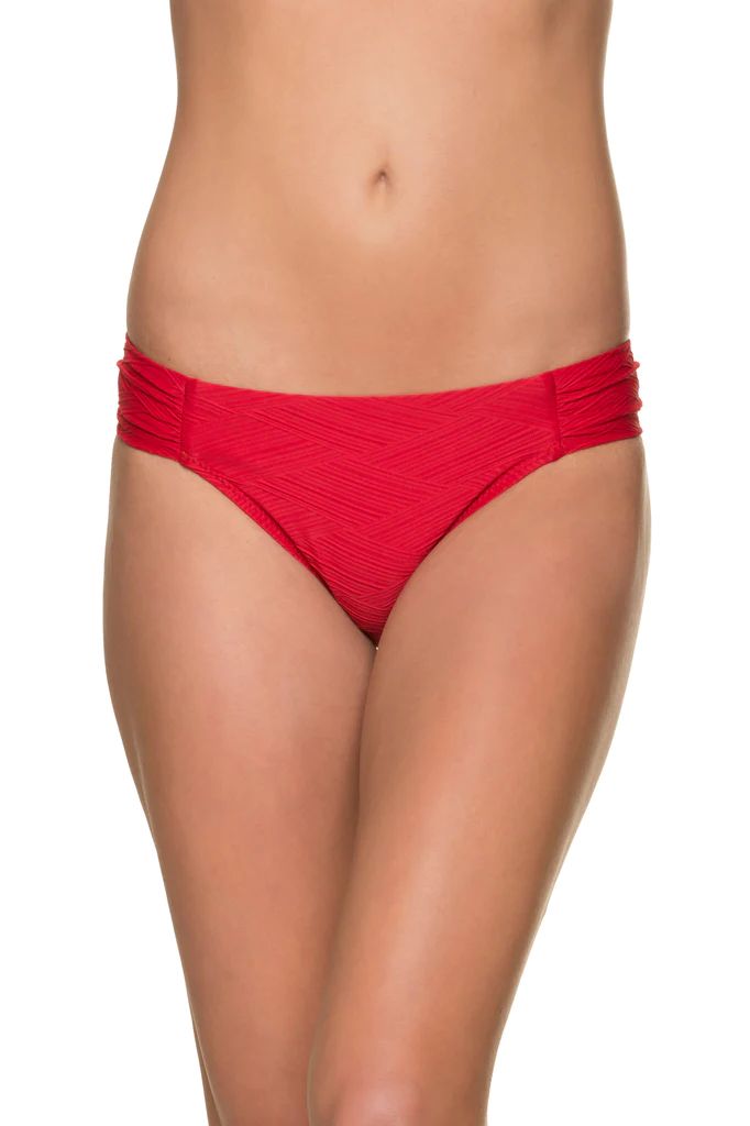 TAB SIDE HIPSTER-TEXTURED TOPSAIL RED | Helen Jon