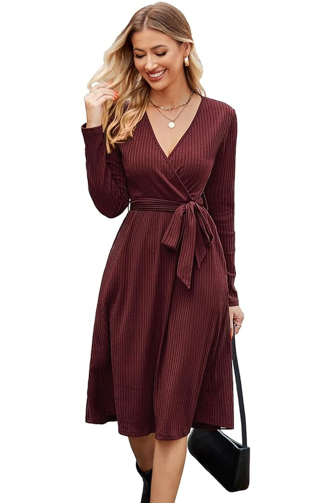 Newshows Womens 2025 Fall Dresses Teacher Church Business Casual Work Outfits Knit Midi Sweater P... | Amazon (US)