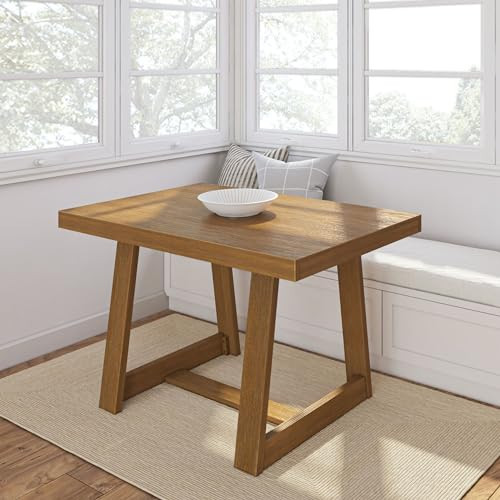 Plank+Beam 48 Inch Farmhouse Dining Table, Rustic Solid Wood Kitchen Table, Dinner Table for Dining Room, Home Office Furniture, Pecan Wirebrush | Amazon (US)