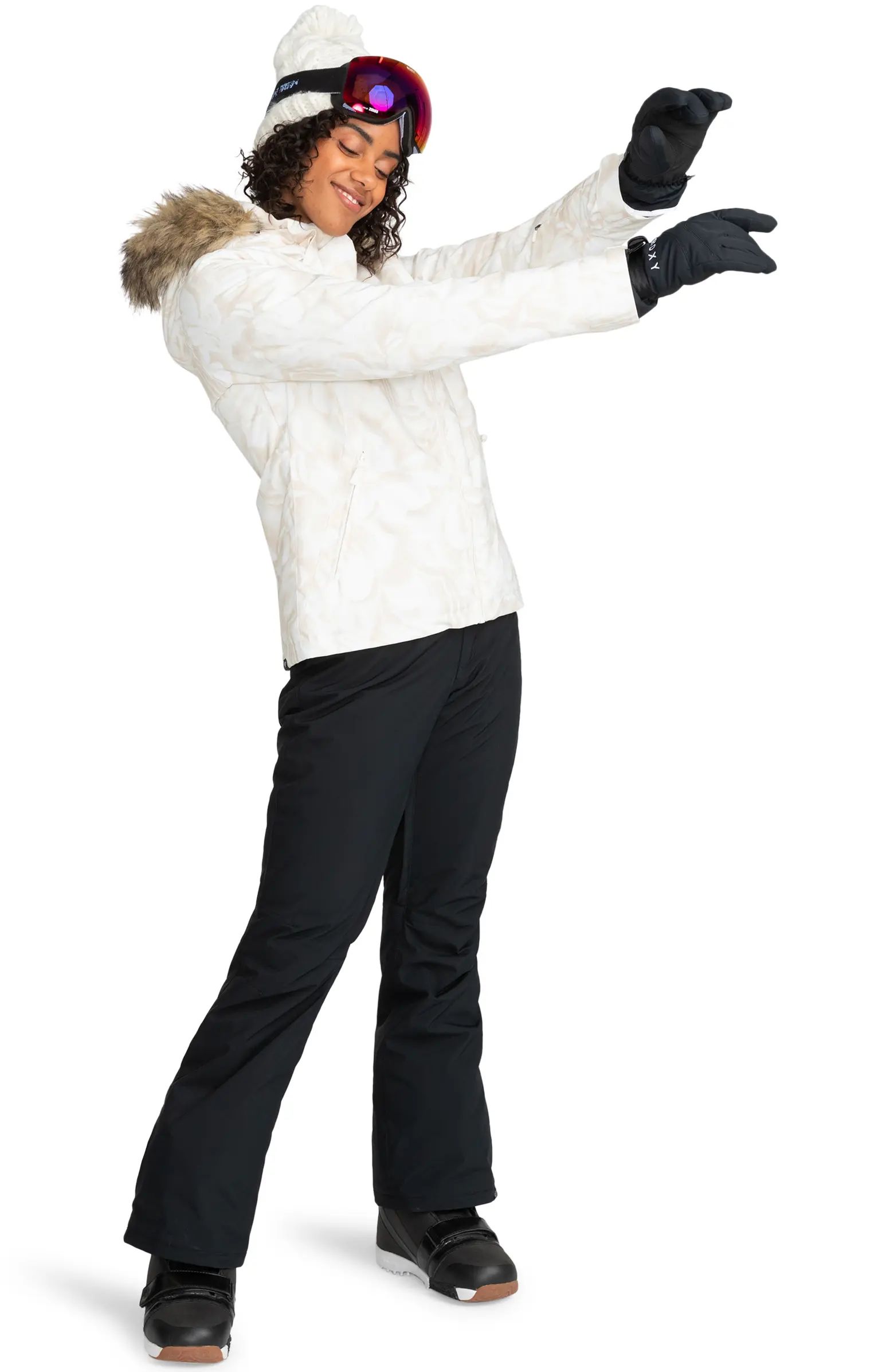 Roxy Jet Ski Technical Snow Jacket with Removable Faux Fur Trim and Hood | Nordstrom | Nordstrom