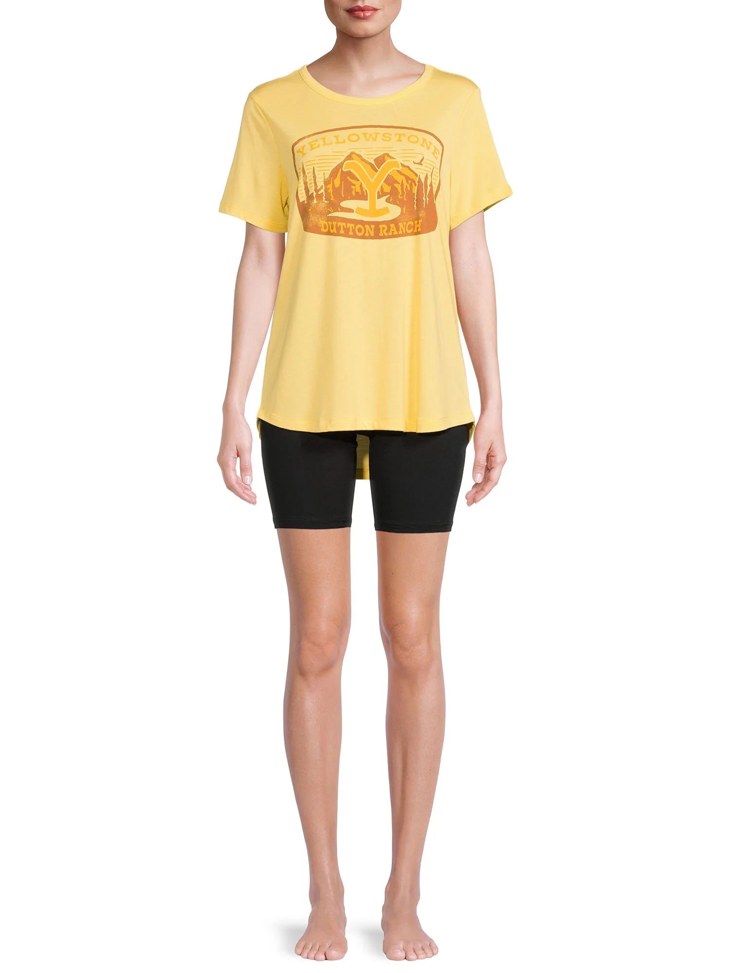 Yellow Stone Women's Biker Shorts Sleepwear Set, 2-Piece | Walmart (US)