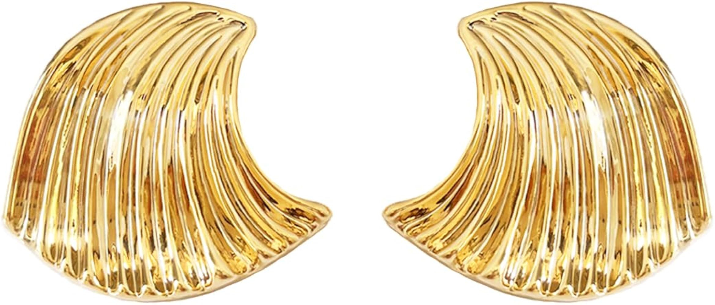 LOKLIFFAI Ginkgo Leaf Flower Earrings, Gold Geometric Statement Earring for Women Girls, 14K Gold... | Amazon (US)