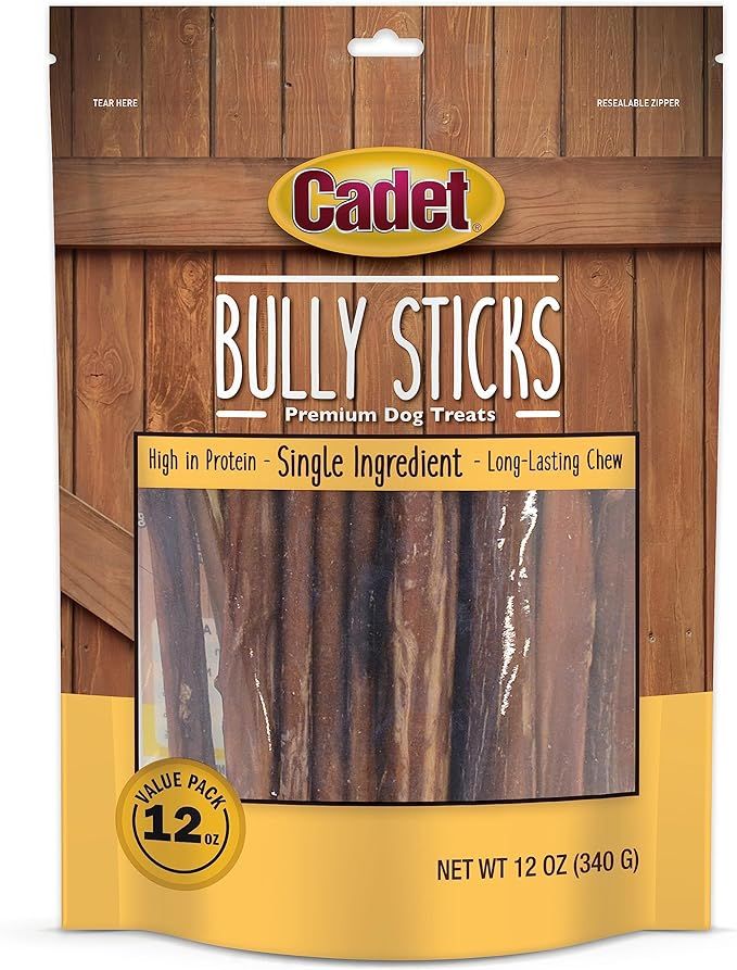 Cadet Bully Sticks for Dogs - All-Natural, Long-Lasting Grain-Free Dog Chews - Bully Sticks for S... | Amazon (US)