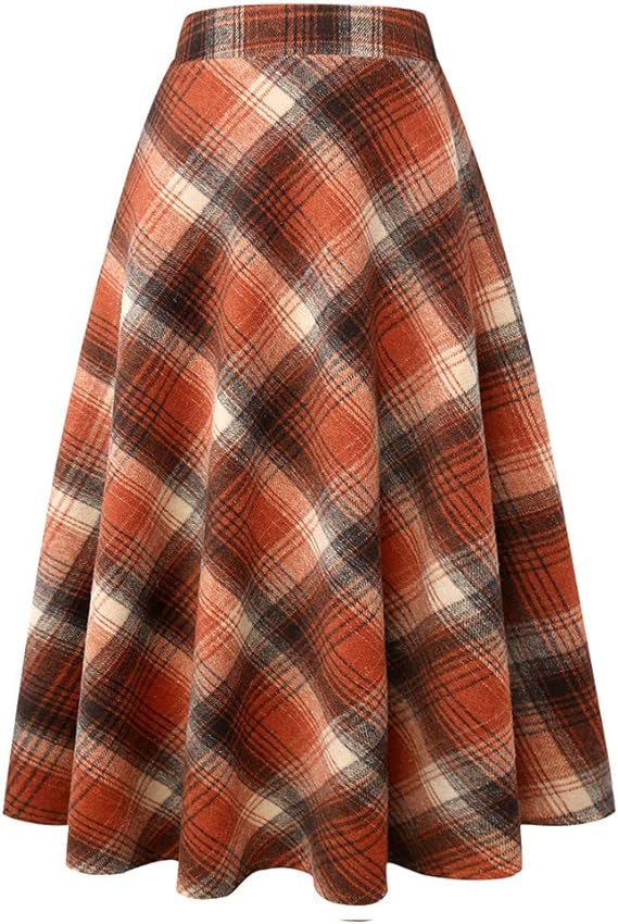 IDEALSANXUN Plaid Wool Long Tartan Skirts | Amazon (US)