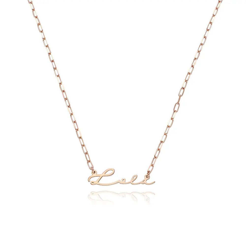 Signature Link Chain Name Necklace in 18k Rose Gold Plating | Theo Grace