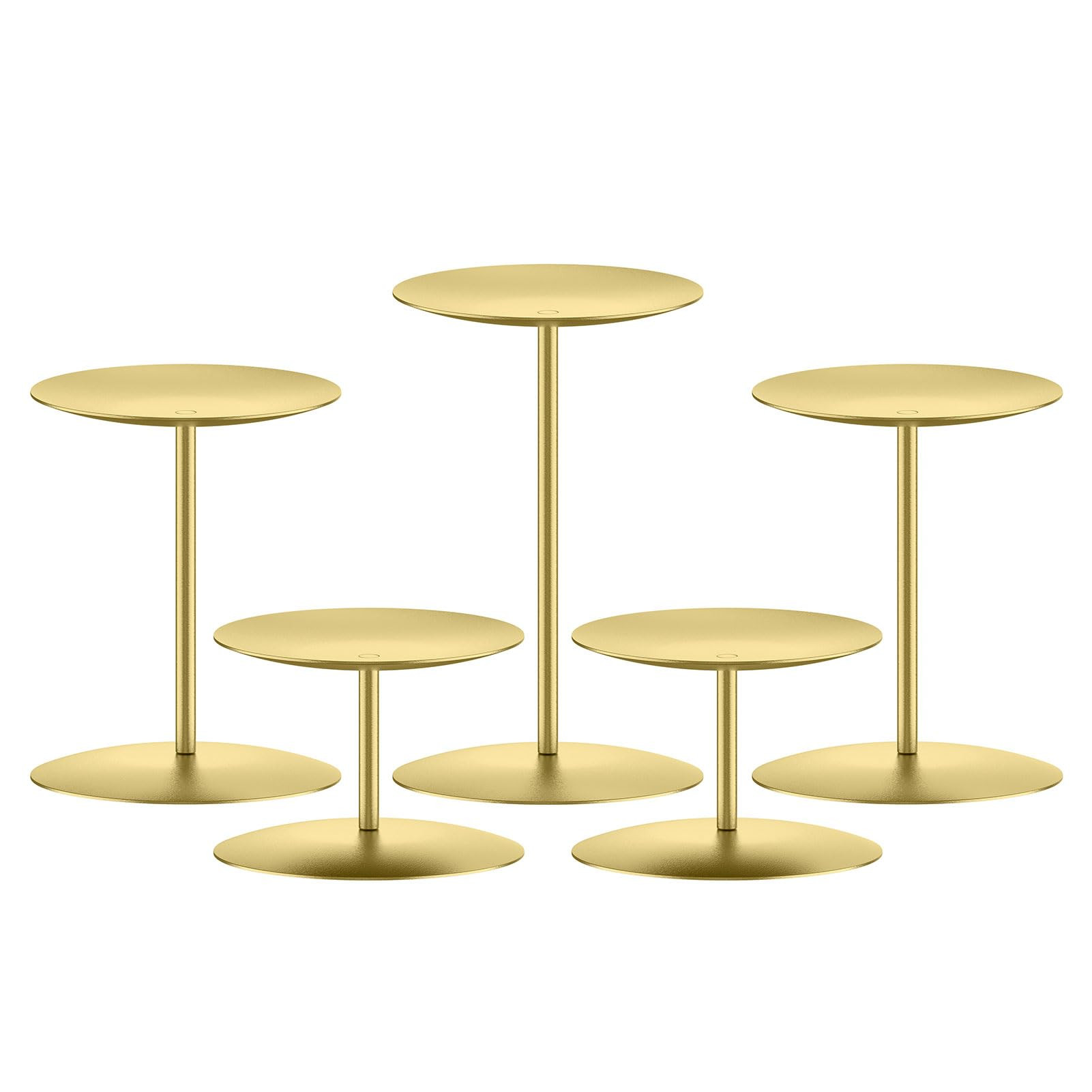 smtyle Gold Iron Metal Candle Holders for Pillar Candles Set of 5 Discs Mantel Centerpiece for Ta... | Amazon (US)