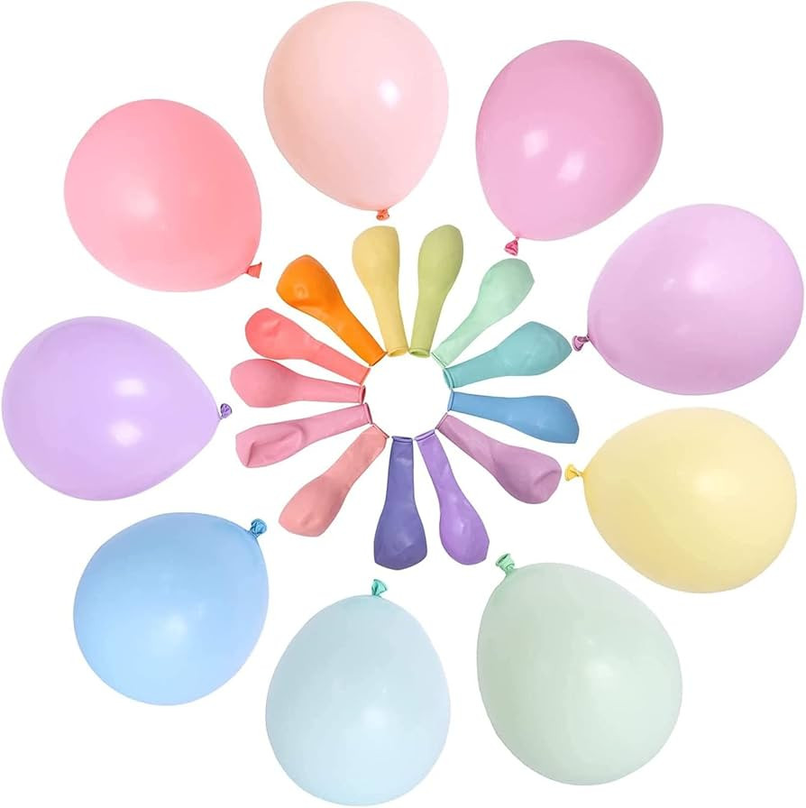 Multicolor Pastel Balloons - 30pcs Latex 5inch (3pcs per Color, 10 Colors) with Spare & Ribbon, R... | Amazon (UK)