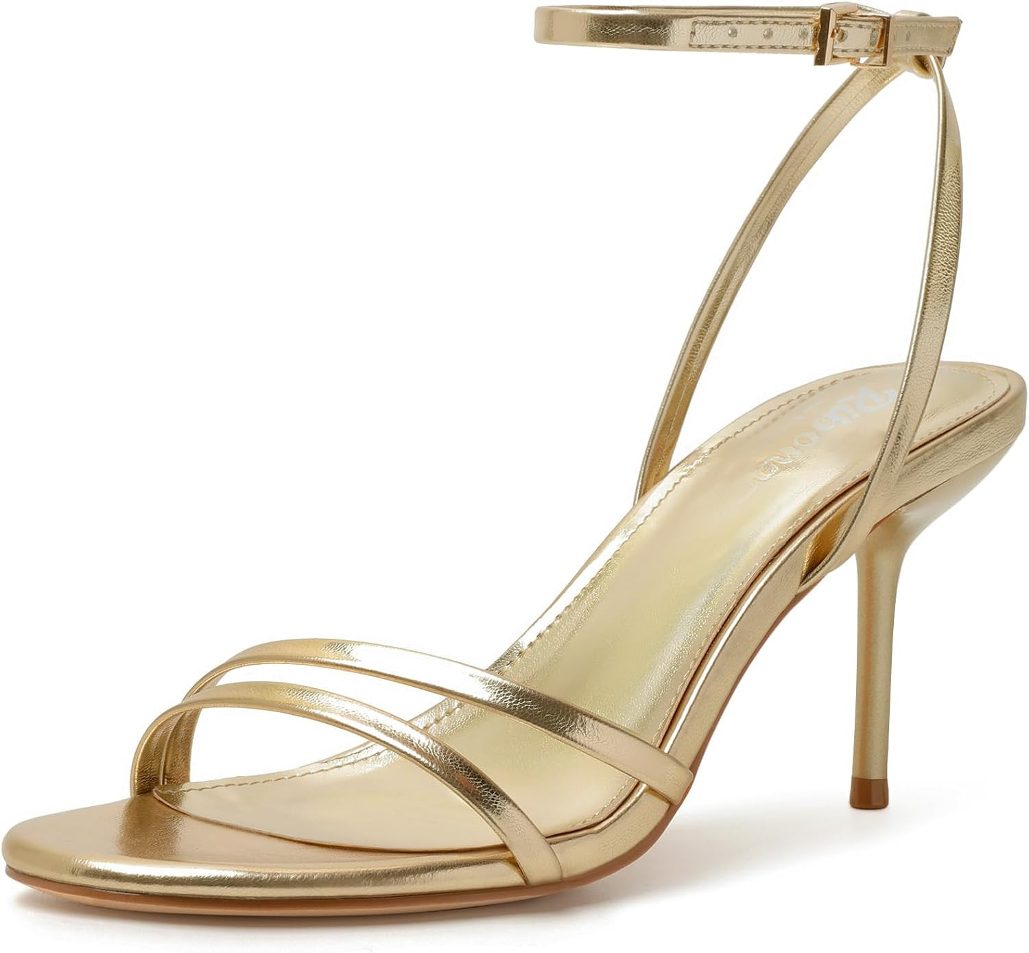 RIBONGZ High Heels for Women Kitten Heeled Sandals with Ankle Strap Round Open Toe Strappy Stiletto Heels Comfort Summer Wedding Party Evening Prom Daily Dressy Shoes | Amazon (US)