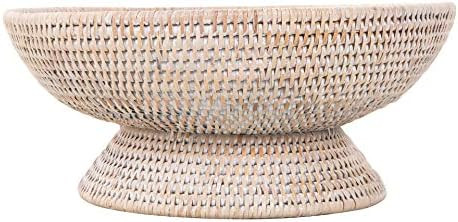 Kouboo La Joll Rattan Fruit Bowl, Large, White-Wash | Amazon (US)
