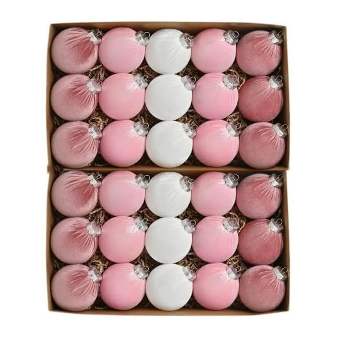 30pcs Velvet Christmas Balls - Shatterproof Xmas Bulbs Decorations Set - Neutral Ornaments - 3.14... | Wayfair North America