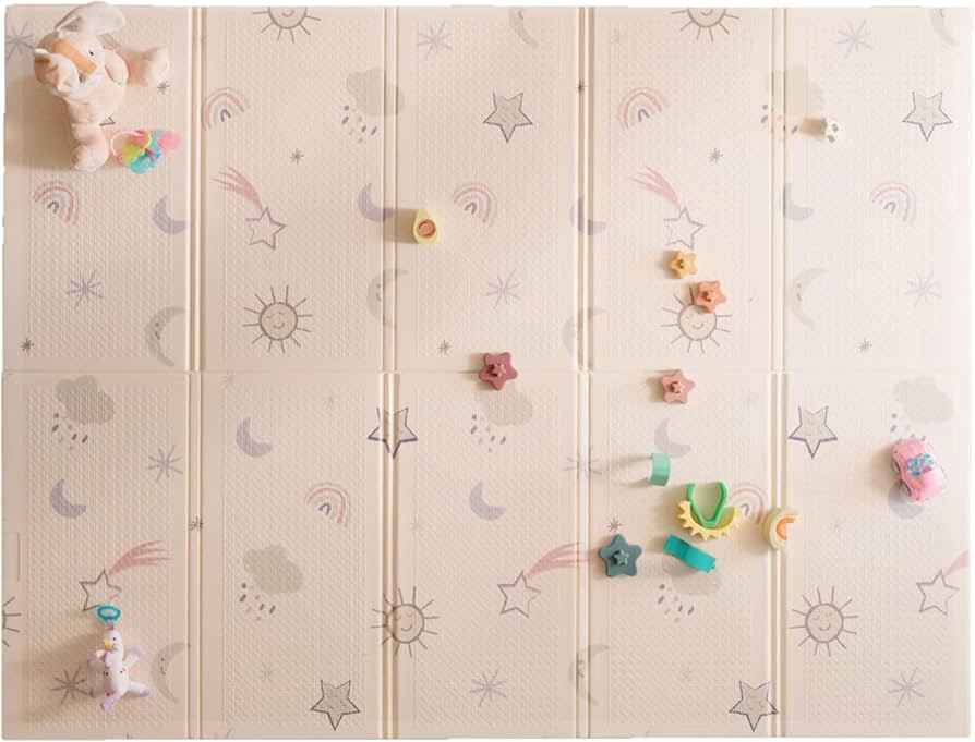 Nuby Reversible Baby Floor Mat, 77" x 58" - Foldable and Lightweight Baby Play Mat for Floor - Ea... | Amazon (US)