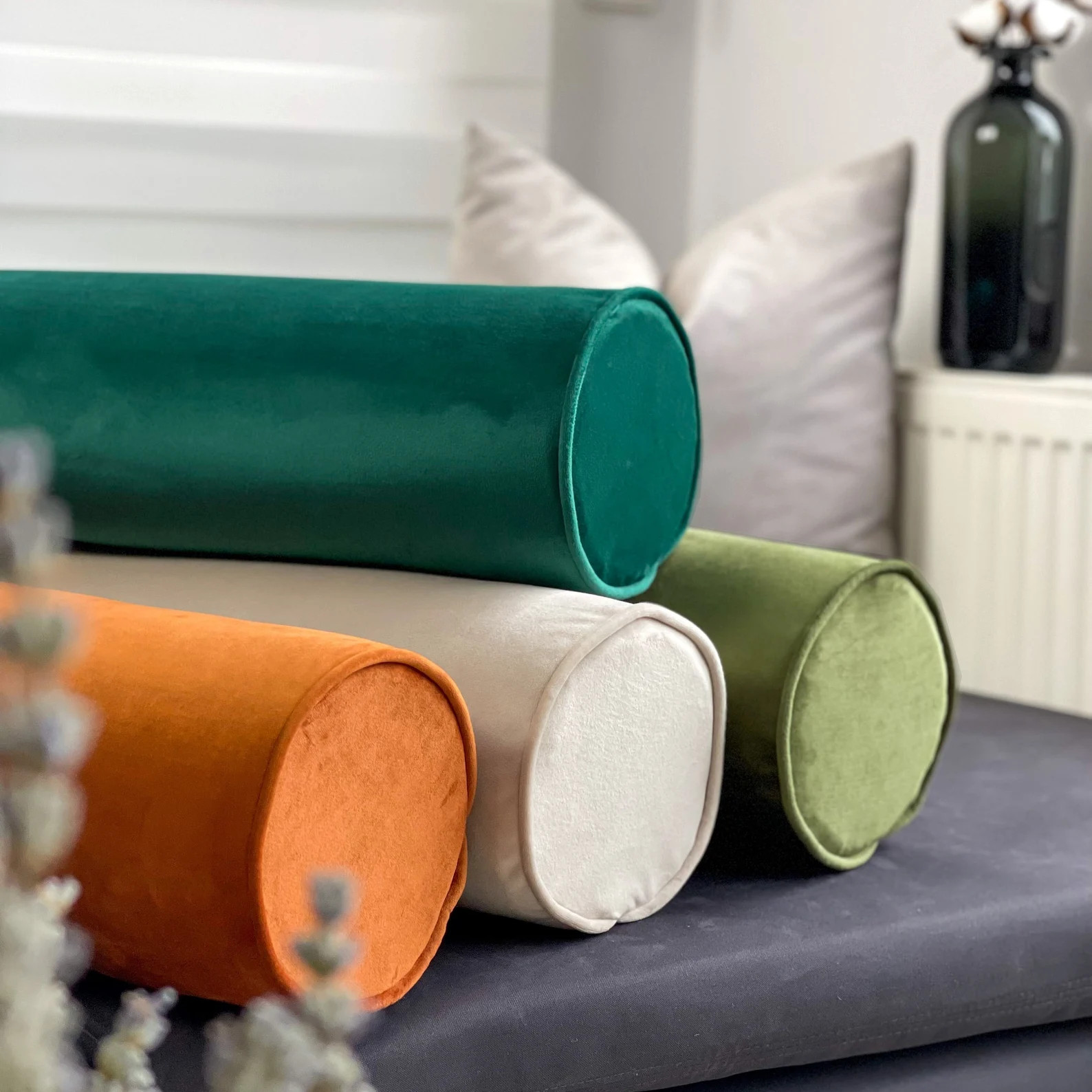 Velvet Bolster Pillow Case lumbar Bolster Pillow Cover yoga | Etsy | Etsy (US)