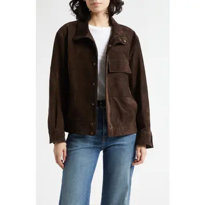 Nili Lotan Cirque Suede Jacket in Chocolate Brown at Nordstrom, Size Medium | Nordstrom