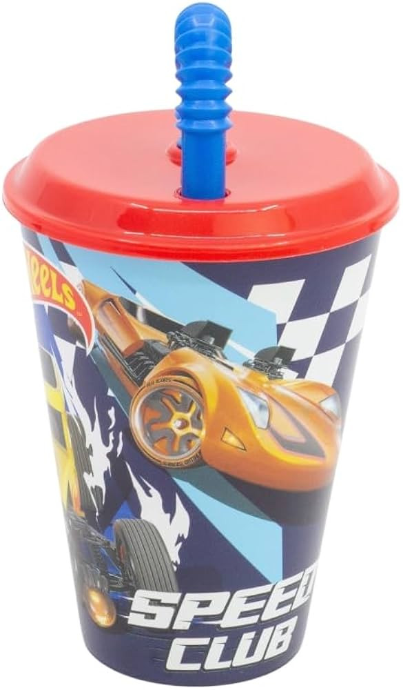 Kids Character Sports Tumbler 430ML Drinking Reusable Plastic Cup with Reusable Straw (Hot Racing... | Amazon (UK)