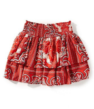 Big Girls Bandana Print Ruched Mini Skirt | Dillard's