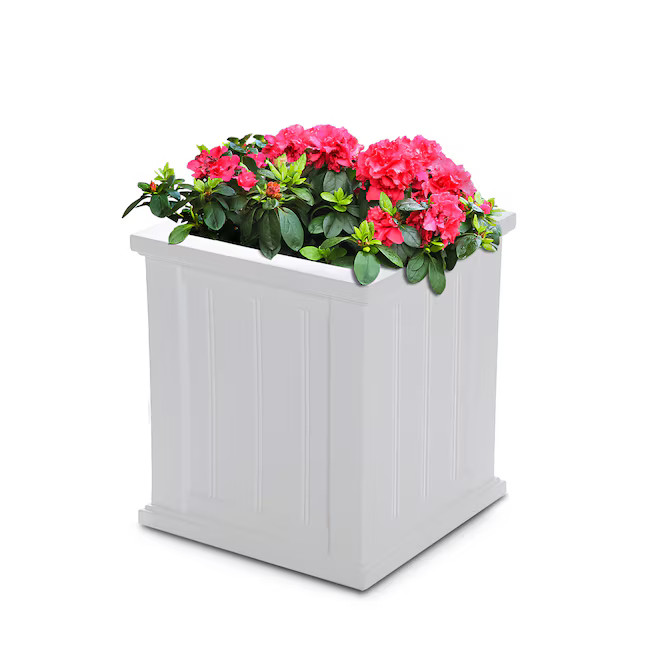 Mayne Square 16-in W x 16-in H White Resin Traditional Outdoor Planter | Lowe's