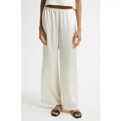 LESET Barb Wide Leg Satin Pants in Malbec at Nordstrom, Size X-Large | Nordstrom