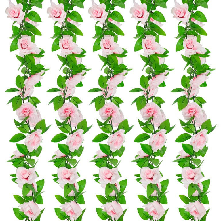 YOLETO 5 Packs Artificial Flowers Garland, 36ft Rose Vines Fake Plants Hanging Floral Vine for We... | Walmart (US)