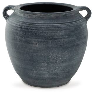 Meadie 9 in. Distressed Blue Terra Cotta Urn Vase | The Home Depot