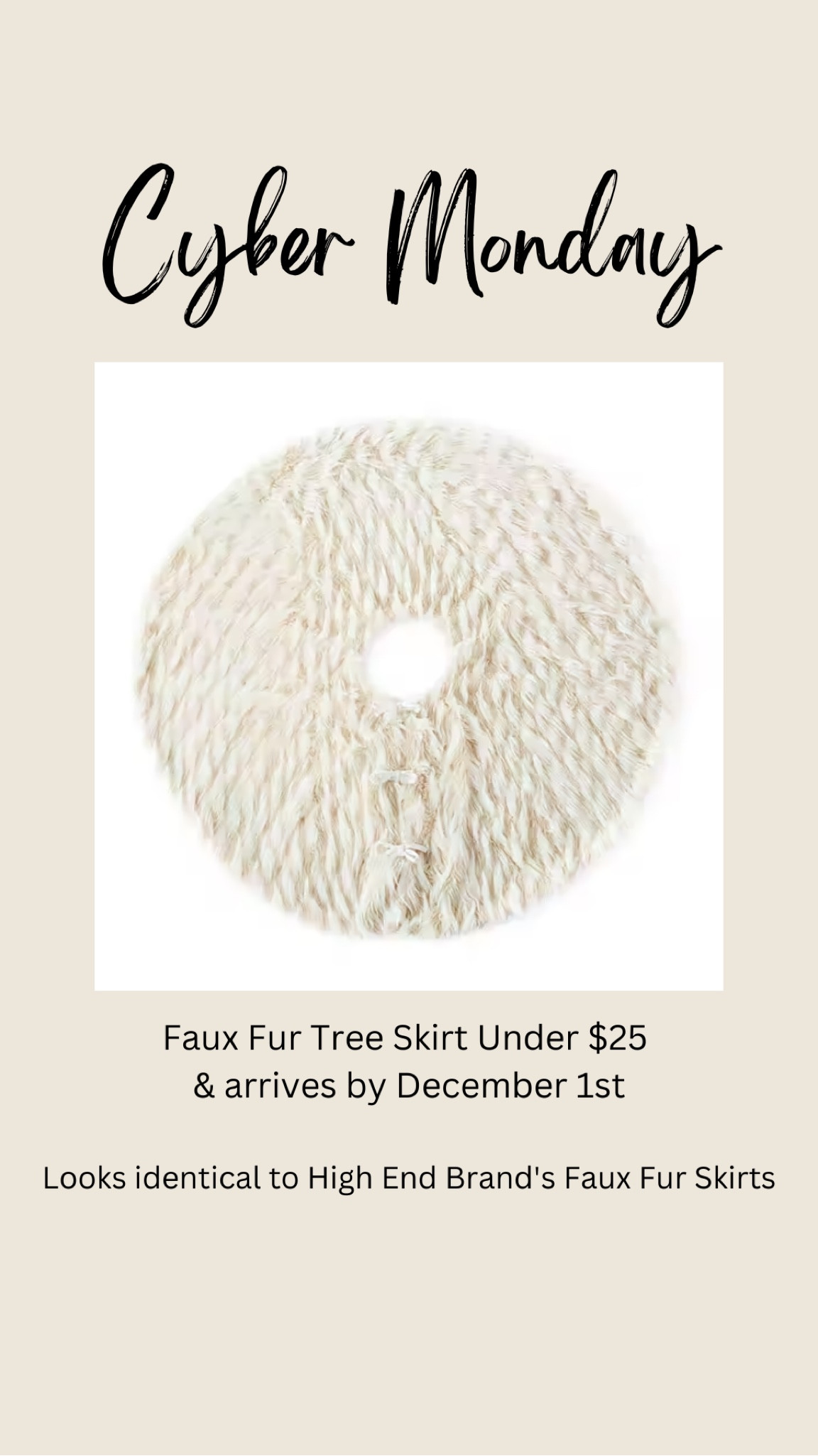 White Faux Fur tree skirt on major Cyber Monday sale! I can’t believe this is under $25 with code CYBER22. 

#LTKunder50 #LTKCyberweek #LTKHoliday