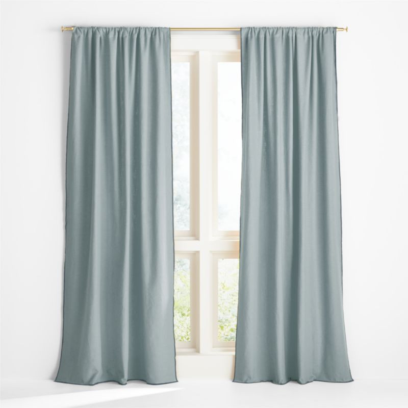Ori Blue Cotton Kids Window Curtain Panel 44"x63" | Crate & Kids | Crate & Barrel