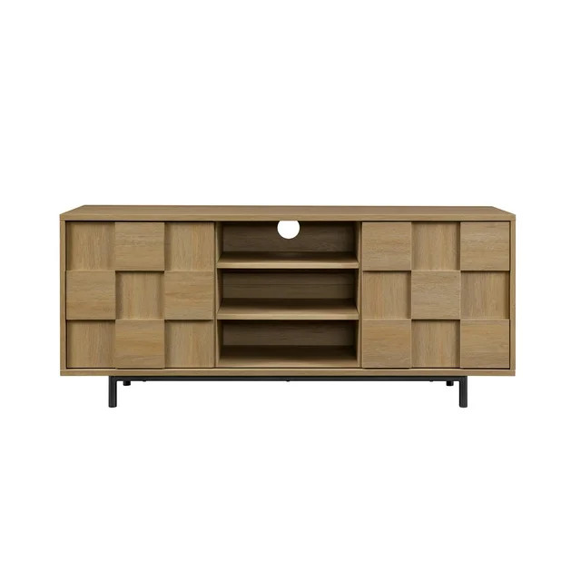 Walker Edison Contemporary Checkerboard TV Stand for TVs up to 60”, Coastal Oak | Walmart (US)