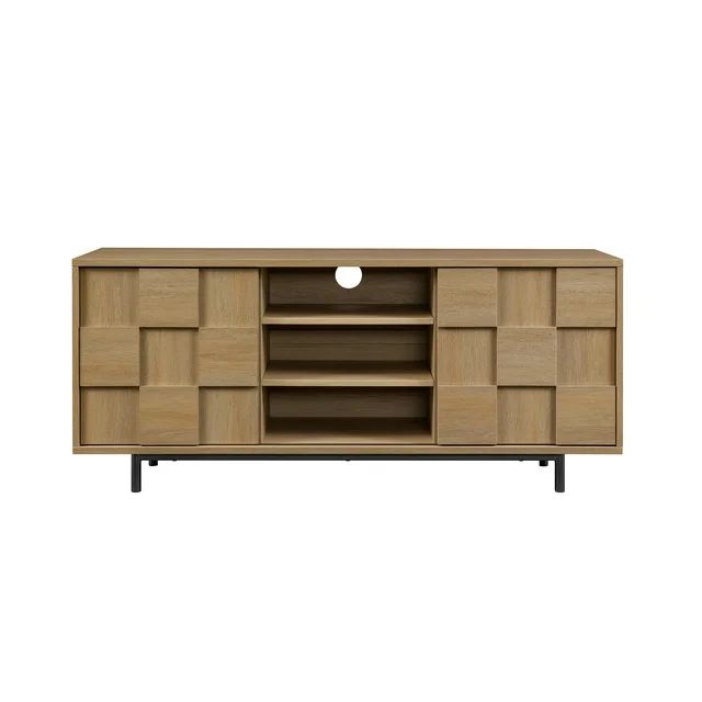 Walker Edison Contemporary Checkerboard TV Stand for TVs up to 60”, Coastal Oak | Walmart (US)
