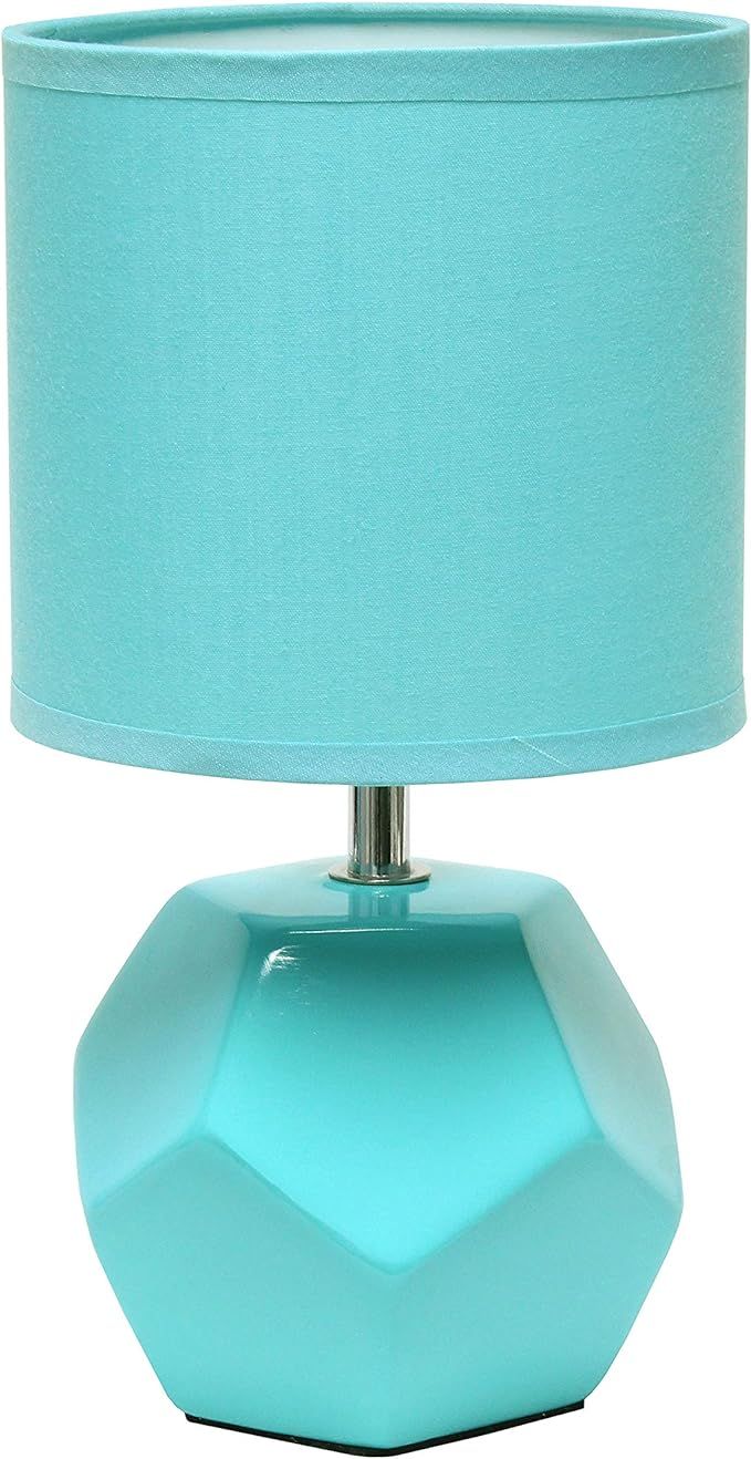 Simple Designs LT2065-BLU Round Prism Mini Table Lamp with Matching Fabric Shade, Blue | Amazon (US)