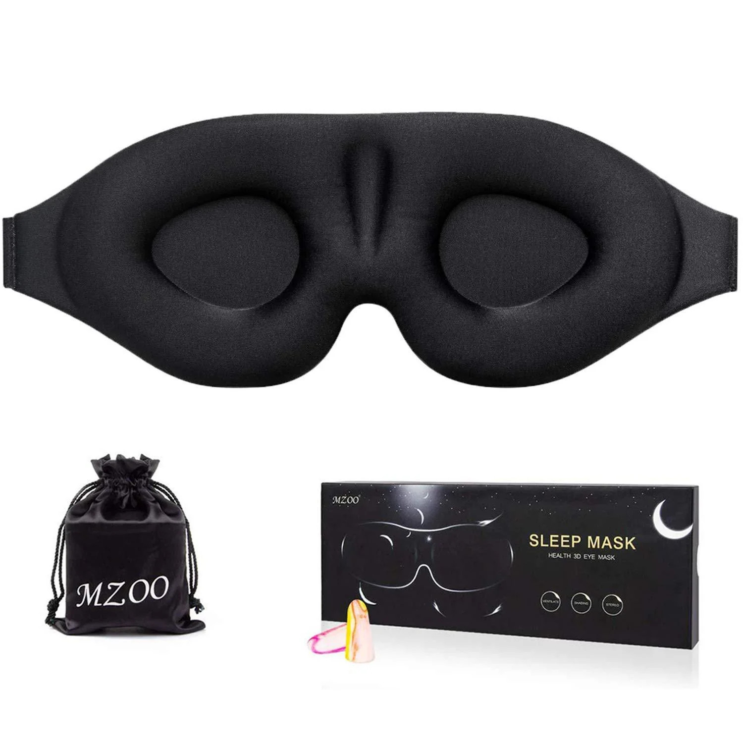 MZOO Sleep Eye Mask for Men Women, 3D Contoured Cup Sleeping Mask &amp; Blindfold with Ear Plug, ... | Walmart (US)