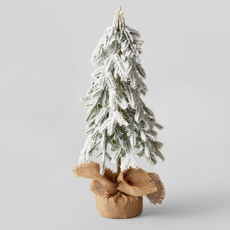 14&#34; Unlit Downswept Lightly Flocked Artificial Christmas Tree with Burlap Wrapped Base - Wond... | Target