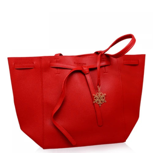 Elizabeth Arden Red Tote Bag Purse W Tag And Golden Toned Ornament | Designer Optics