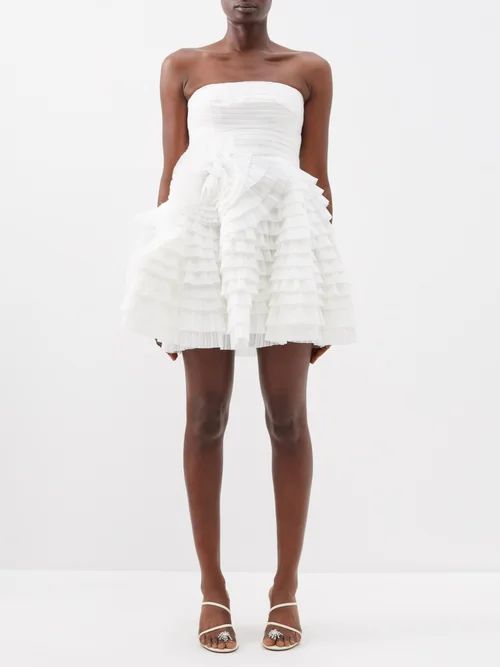 Aje - Strapless Pleated Tulle Mini Dress - Womens - Ivory | Matches (US)