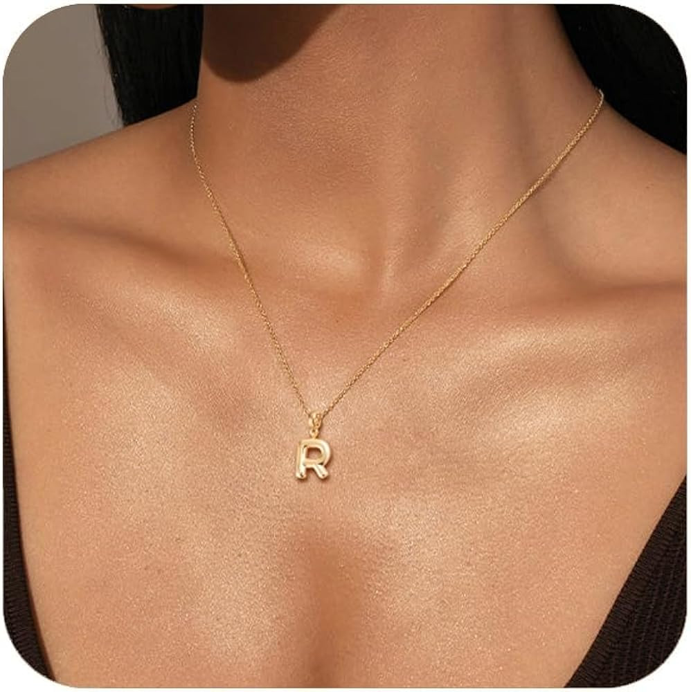 Initial Necklaces for Women, 14k Gold Plated Tiny Small Dainty Letter Necklace，Simple Cute Chok... | Amazon (US)