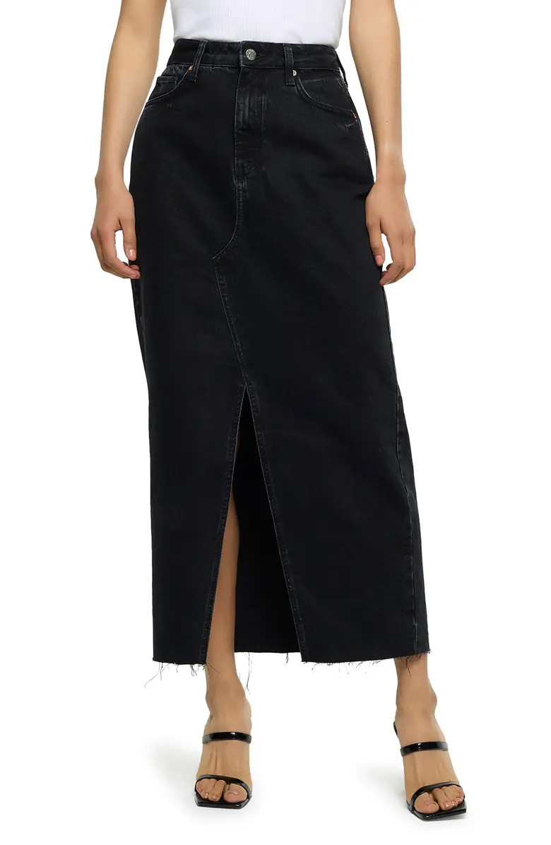 River Island Cotton Nonstretch Denim Maxi Skirt | Nordstrom | Nordstrom