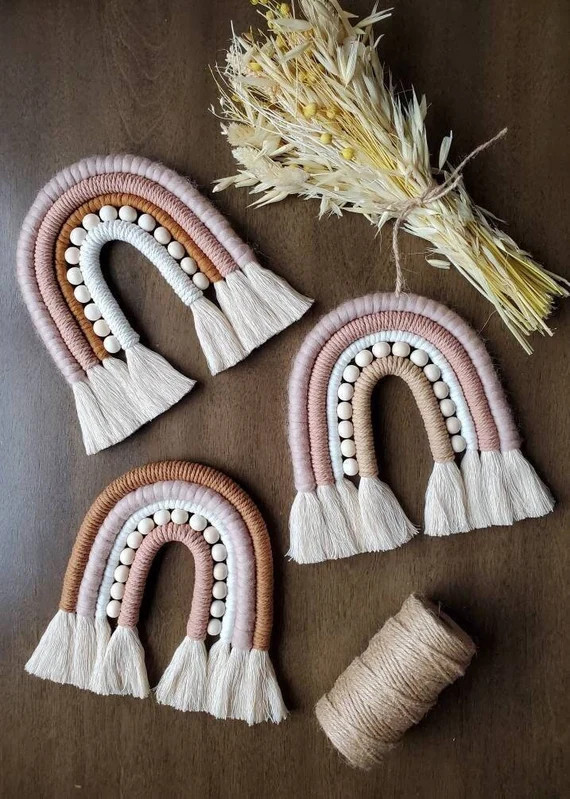 Boho Rainbows Individual Mini Rainbows Boho Baby Wood Bead - Etsy | Etsy (US)