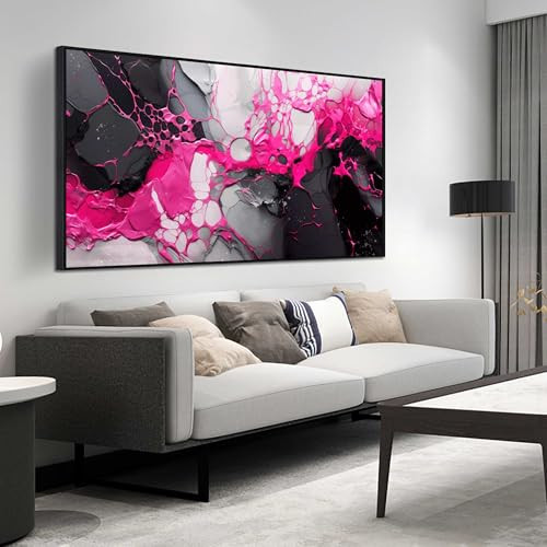 WDHCG Abstract Pictures for Living Room - Black and Pink Wall Decor for Office - Black Framed Wall Art for Bedroom Size 29" x 59" | Amazon (US)