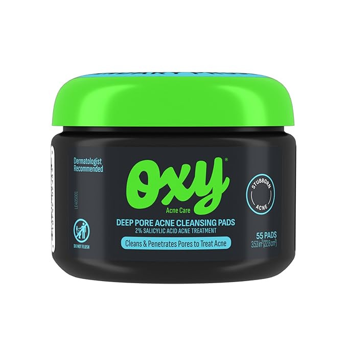 Oxy Deep Pore Acne Facial Cleansing Pads, Maximum Strength 2% Salicylic Acid Stubborn Acne Treatm... | Amazon (US)
