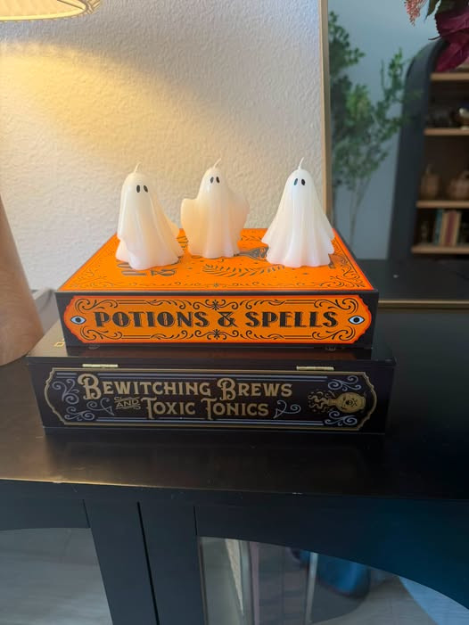 The cutest little ghost candles! 👻🕷️ Such a fun little touch for Halloween! 🖤 #LTKHome #LTKSeasonal #HalloweenDecor #HalloweenFinds 

 