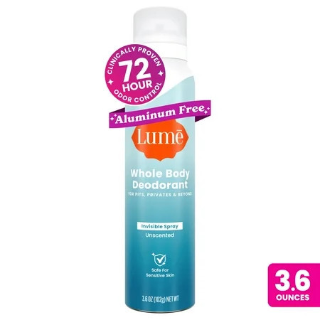 Lume Whole Body Deodorant for Women, Spray Deodorant, Aluminum Free, Unscented, 3.6oz | Walmart (US)