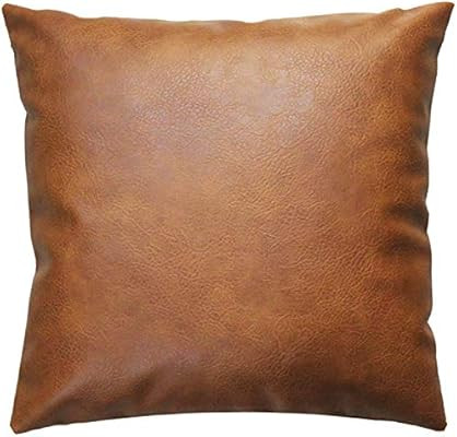 JOJUSIS Modern Leather Throw Pillow Cover for Couch Sofa Bed 20 x 20 Inch 100% Faux Leather | Amazon (US)