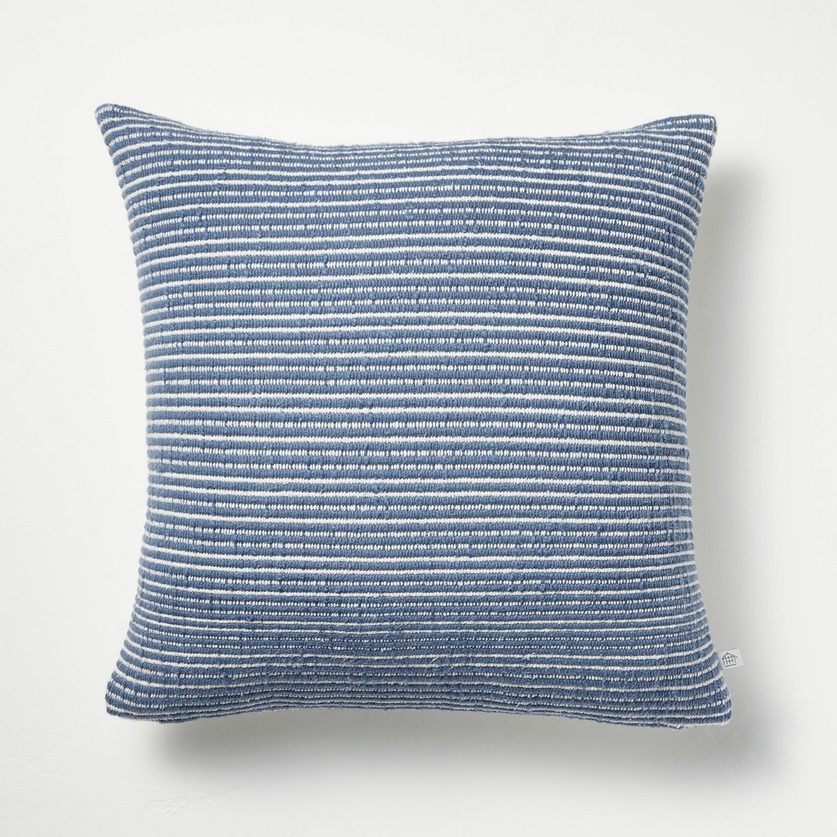 18"x18" Textured Narrow Stripes Square Throw Pillow Blue/Cream - Hearth & Hand™ with Magnolia | Target