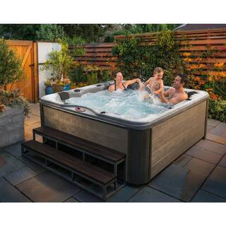 6-Person 56-Jet 240-Volt Premium Acrylic Lounge Spa Standard Hot Tub with Bluetooth Sound System and LED Waterfall | The Home Depot