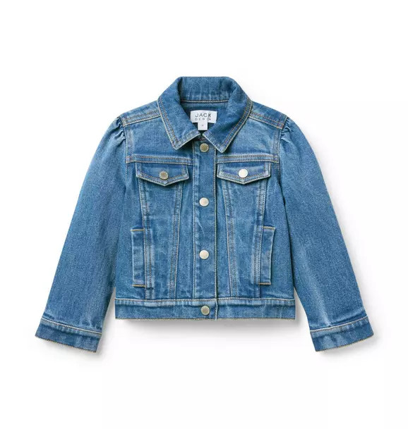 Denim Puff Sleeve Jacket In Medium Wash | Janie and Jack